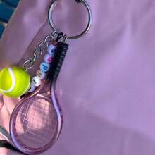 1pc Personalized Tennis Keychain, Miniature Real Tennis Ball/Racket Charm, Customized Tennis Lover Gift - Tennis Ornaments - View 9