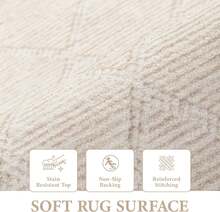 Alfombra de área para sala de estar de 9x12: Alfombra grande lavable de estilo marroquí bohemio con diseño geométrico neutro, alfombra moderna de granja plegable antideslizante para dormitorio, mesa de comedor, hogar (Beige moderno, 9"x12") - Beis - Ver 8