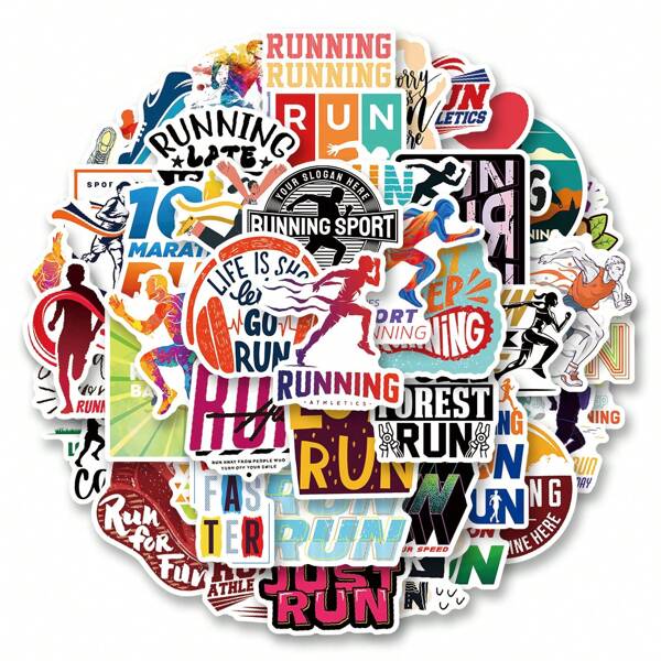 50Pcs Sports Stickers Cartoon Running Stickers Marathon Gifts Track And Field Stickers Gifts For Runners Track And Field Gifts Vinyl Waterproof Stickers For Water Bottle,Computer,Laptop,Phone,Luggage,Notebook,Fridge