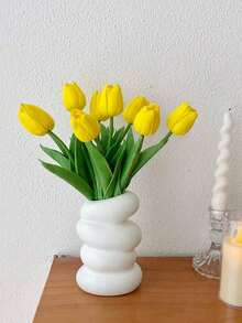 Vase décoratif en plastique pour la maison, convient pour la décoration de la maison, du salon, de la chambre à coucher. Fleurs artificielles, plantes artificielles, décoration d'automne, décoration de chambre, de bureau, de jardin, articles de décoration de chambre, Saint-Valentin, vase en verre cadeau - Multicolore - Voir 2