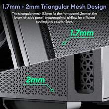 Micro ATX Case, 4 * 120mm ARGB Non-PWM Case Fans Pre-Installed, MATX PC Case, Temper Glass Side Panel, With Type-C, Black, Cypress 3 ARGB - 彩色 - 查看 8