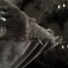 1pc 3D Plush Bat Throw Pillow Cover, Gothic Dark Halloween Witch Theme Decorative Cushion Case, 18" X 18", For Living Room Sofa Bedroom Halloween Decor, Pillow Insert Not Included - Black - View 9