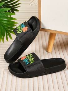 New Fashionable Women Slippers, Flat Soft Lightweight Breathable Comfortable Durable Anti-Slip Shock-Absorbing EVA Sole Versatile Slippers