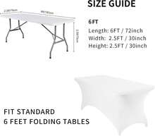 6 Pack Spandex Table Cover For 6FT Table Universal Fitted Stretch Tablecloth For Party, Banquet, Wedding And Events-White - 白色 - 查看 6
