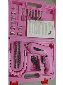 47 Pcs Upgraded Pink Mini Deformable 90°, Rotatable And Foldable Handheld Electric Screwdriver Set, Wireless USB Charging Set, With Screwdriver Head Gift, Practical For Home Use, Lightweight, Easy To Carry, Essential Home Tool Set, Perfect Festival Gift