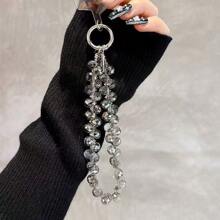Elegante colgante de brazalete con correa para teléfono con destellos, rhinestones y cuentas, accesorio para , bolso, mujer y niña