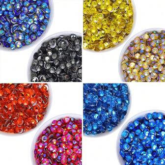 1,440 pezzi di strass in vetro tondi con fondo piatto, accessori fai-da-te per gioielli e hobby, con adesivo, consigliato per hobbisti e artigiani