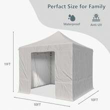 10x10 Pop Up Canopy Tent With 4 Removable Sidewalls, Heavy Duty Easy Up Canopy With 4 Sandbags For Weight, 100% Waterproof Winter Canopys Outdoor,1 Person Easy Set Up, Portable Roller Bag - 3White-without fence - View 2