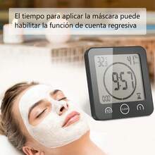 Reloj de Pared Digital, Reloj para Ducha de Ducha con cronómetro de Cuenta Regresiva, higrómetro Impermeable,Reloj para Ducha baño Monitor de Temperatura y Humedad del baño - Negro - Ver 8