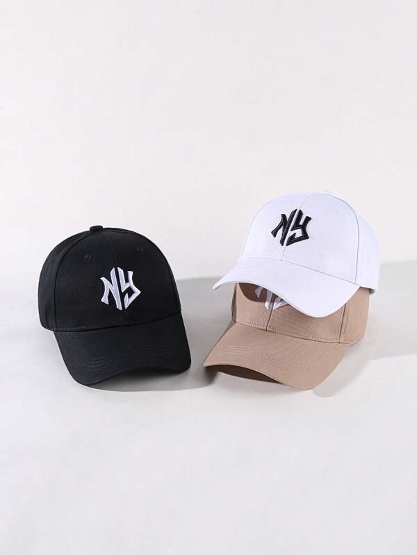1/3 piezas Gorra de béisbol informal con bordado de NY - Ajustable, transpirable, con cierre a presión para hombres y mujeres, gorra de estilo callejero con estilo vintage de NYC