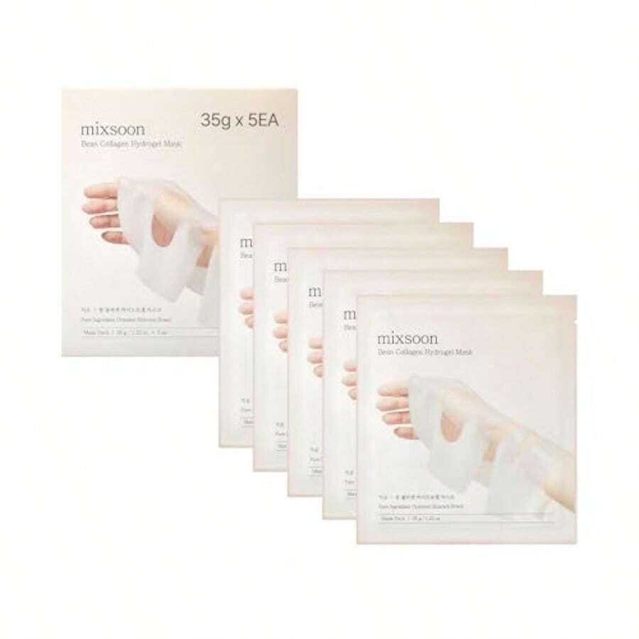 Mixsoon Hydrogel Collagen Mask 1PACK 35gX5ea PlantBased Nutrition Radiance Hydration AllInOne Firming Ingredients Absorbing Over Time Korean Glass Skin Care - như hình ảnh - Xem 1
