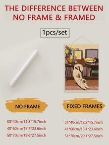 1幅抽象猫主题帆布墙画海报，装饰艺术风格，无框 - 彩色 - 查看 2