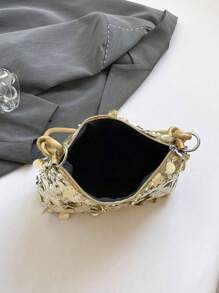 1pc Gold-Tone Glittery Crescent Moon Shape PVC Shoulder Bag For Women
