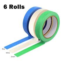 6 卷高品质画家胶带遮蔽胶带 - 蓝色、白色、绿色（0.79 英寸 X 7874 英寸），多用途遮蔽胶带，适用于 DIY 工艺品、家居装饰、标签，无残留，易于剥离，DIY 工艺品胶带 | 清洁去除胶带纸胶带遮蔽胶带学校用品，返校 - 彩色 - 查看 13