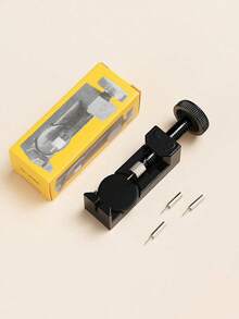 1个黑色金属可调节高度钢表带拆卸工具，手表维修工具 - 黑色 - 查看 3