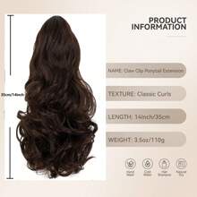 发夹 1 件装 黑色花朵夹式假发卷发马尾发饰优雅爪夹，学校用品，大学