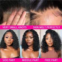 PQL HAIR 200% 密度卷曲蕾丝前假发，混合真人发，13x4 13x6 高清蕾丝前假发，混合假发，卷发假发，无胶假发，混合真人发，杰瑞卷深波浪巴西原生发蕾丝前假发，卷曲水波纹蕾丝前假发 - 自然色&黑色系 - 查看 7