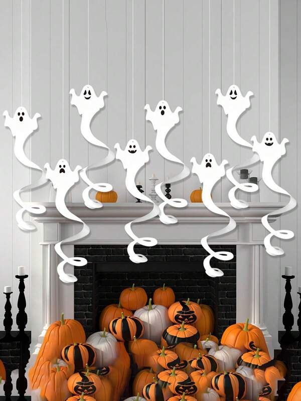 8/16/24 piezas Decoraciones de Halloween, Encantos de fantasma, Encantos de fantasma de Halloween, Decoración de escena de Halloween, Decoración de fiesta de Halloween, Banderas con adhesivos de decoración de ambiente de bar de Halloween, Decoración de fondo de fotografía de Halloween. Regalos perfectos de Halloween para amantes, padres y amigos.