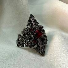 1pc Gothic Cross Ring, Medieval Punk Open Adjustable Black Ring, Motorcycle Club Jewelry Accessory Gift - Ring - View 6