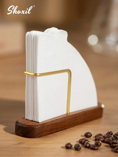 shoxil 1 pieza Soporte para filtros de café, Estante portafiltros de café, Soporte de madera de nogal para filtros de café de vertido, Soporte para filtros de café de vertido, Vuelta al colegio