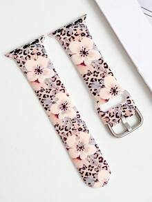 1 Dây đeo đồng hồ silicon họa tiết hoa anh đào in hình da báo phù hợp với kích thước 38/40/41/42/44/45/46/49mm, tương thích với Ultra2/S10/SE/9/8/7/6/5/4/3/2/1, Dây đeo đồng hồ nữ, Phụ kiện đồng hồ thời trang nữ cao cấp, Dây đeo cổ tay nữ mềm mại và thoải mái có thể thay thế, Ngày lễ tình nhân/Ngày của mẹ/Quà tặng hàng ngày/ngày lễ - Loại C - Xem 2