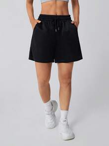 3pc 2pc 1pc Women's Sports Shorts, Portable Double Pocket Drawstring Casual Shorts, Made Of Comfortable Breathable Loose Fabric, Suitable For Outdoor Running Cycling Sports Gym Casual Women's Shorts - 彩色 - 查看 8