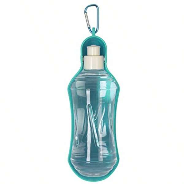 18 Oz. Travel Water Dispenser Dimensions: 3.2"X 3"X 9.7" Holds 18 Fl. Oz Leak Resistant Pet Accessories Easy To Use Aqua Grey