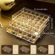 1 件多层亚克力透明时尚多功能指甲钻头收纳盒，适用于戒指、耳环、项链、手链等珠宝