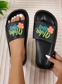 New Fashionable Women Slippers, Flat Soft Lightweight Breathable Comfortable Durable Anti-Slip Shock-Absorbing EVA Sole Versatile Slippers