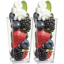 Local Shipping-Zappy 60 Pack 3 Oz Square Mini Dessert Cups With Lids And Spoons Dessert Shooter Cups With Spoons Appetizer Cups Parfait Glasses Dessert Shot Glasses For Party Clear Tumbler Cups - 40個3盎司方形甜點杯 - 查看 1
