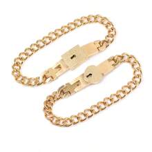 rongji jewelry 1 Set Pulsera y Collar de Pareja con Corazón y Candado de Acero de Titanio, Resistente al Desgaste, Regalo del Día de San Valentín, Mamá, Madre, Día de la Madre