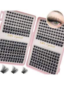 384pcs Individual False Eyelashes, Eyelash Book, Cluster Fake Eyelashes, DIY Home Eyelash Extension, Cluster Fake Eyelashes, Individual False Eyelashes, False Eyelashes