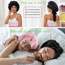 Awegeo Bonete de mujer de doble capa, de unicolor, doble cara, de seda suave, de moda para dormir