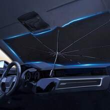 1pc Compact Roll-Up Sun Shade For Front Windshield - Heat And UV Protection, Easy To Use Car Interior Accessory, UPF50+ Material, Fits Most Vehicles, Sun Shade | Sleek Black Umbrella Design | Easy Operation, Car Sun Shade - Multicolor - View 4