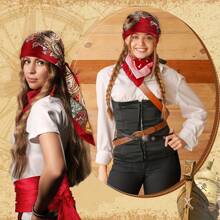 6-Piece Pirate Costume Accessories Set, Including Headband, Necklace, Belt, Black Pirate Eye Mask, Pirate Earrings, Role-Playing Party Halloween Costume Accessories, Cosplay Party Renaissance, Prom Party Dress Up Cos Suit