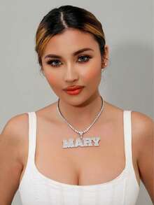 Dây chuyền mặt chữ vuông nhỏ đính đá Cubic Zirconia thời trang, đa năng, trang sức Zirconia bằng đồng dành cho nam giới. - Nhiều màu - Xem 3