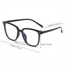 Rectangular Square Plain Glasses, Artistic Retro  Plain Glasses Frame, Unisex, Versatile Fashion Item - Black - View 5