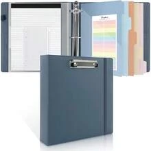 Neww  3 Ring Binder  Clipboard, 2 Inch Heavy Duty Binder, PU Clipboard Binder  Notepad & 5 Dividers  10 Pockets, Labels, Clipboard Folder Great For School Office(Fit Letter Sized Paper) - Blue Letter Size - 2 Inch - View 1