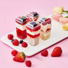 10/20/30/50/60/100pcs Ice Cream Square Cups, Scratch-Resistant & Reusable Small Mousse Dessert Cups, Transparent Cake Cups Suitable For Ice Cream, Desserts, Outdoor Parties, Etc.