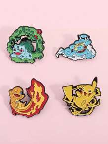bandai Set de 4 piezas de alfileres de esmalte con personajes de dibujos animados y animación - Insignias metálicas de broche para joyería de moda