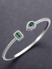 1 pieza Brazalete clásico de circonia cúbica para mujeres, regalo del Día de San Valentín, joyería de boda