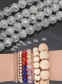 100pcs 4/6/8/10mm Creative White Glass Cracked Beads,Suitable For Women, DIY Bracelets,Necklaces,Jewelry Materials,Suitable For Holiday Beading