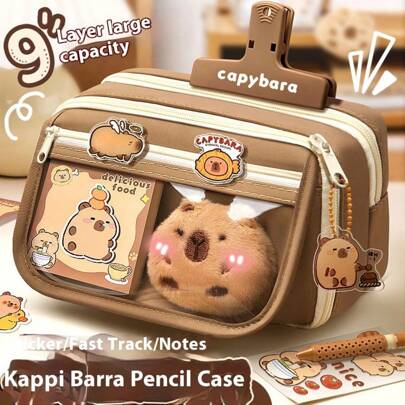 8 piezas Estuche para lápices de Capibara - Suministros de Capibara - Materiales de estudio - Incluye bolígrafo y borrador de Capibara - Estuche para lápices - Artículos de regreso a la escuela