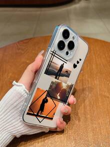 1 件定制手机壳，带有情侣照片、风景和姓名，TPU 透明防震全覆盖，兼容三星/Redmi/Honor 手机