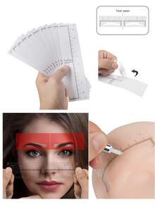10片装一次性纹身眉尺贴纸，微针纹身测量模板指南纹身工具眉贴化妆工具可拆卸眉毛练习辅助套装，价格实惠，圣诞礼物，化妆品，化妆工具，便宜货，礼物，女士礼物，圣诞礼物 - 彩色 - 查看 2