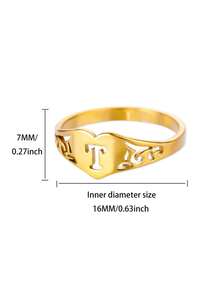 1PC Fashion Hollow Initial Letter Heart Rings For Women Gold Color Stainless Steel A-Z Letter Ring Aesthetic Wedding Jewelry Gift - Yellow Gold - View 72
