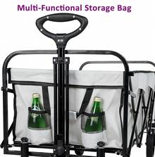 Extended Folding Utility Wagon, 330LBS Heavy Loaded Collapsible Garden Cart With Anti-Slip Wheels, Adjustable Handle And Side Pockets, Large, White, X-Large - White - View 7