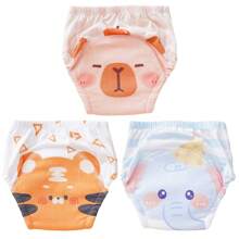 5pcs/Pack Baby Washable Potty Training Pants With Printed Patterns, Reusable Baby Underwear For Toilet Training, Suitable For Newborn, Toddler Boys And Girls