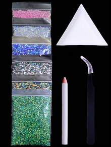 Christmas Limited Edition 50g Bulk Rhinestones Kit, Nail & Craft Decor Gems With Dotting Pen, Tweezers & Triangular Tray, Multi-Use DIY Accessories For Home Nail Art & Jewelry - Multicolor - View 2
