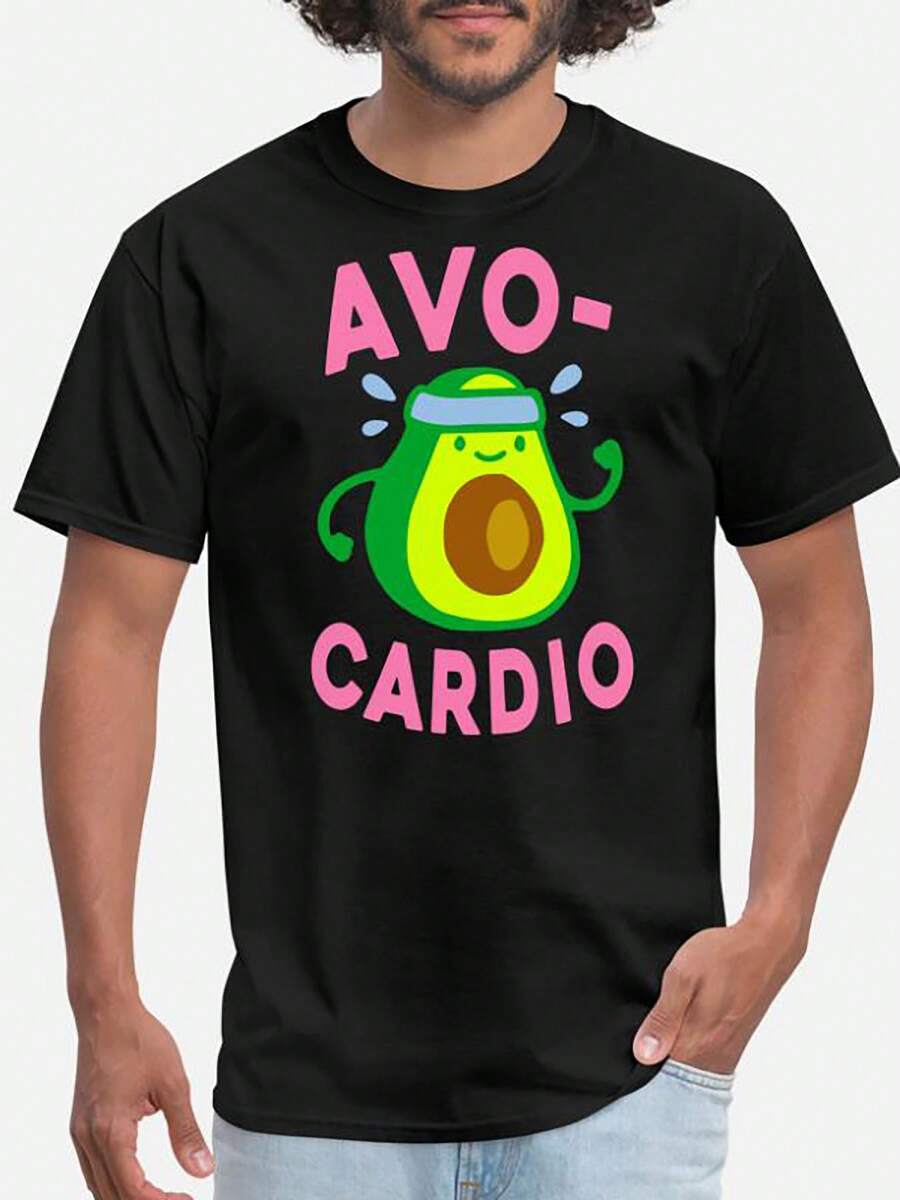 AVOCARDIO-5780 divertida Colección de Camisetas Gráficas de Manga Corta para - Negro - Ver 1